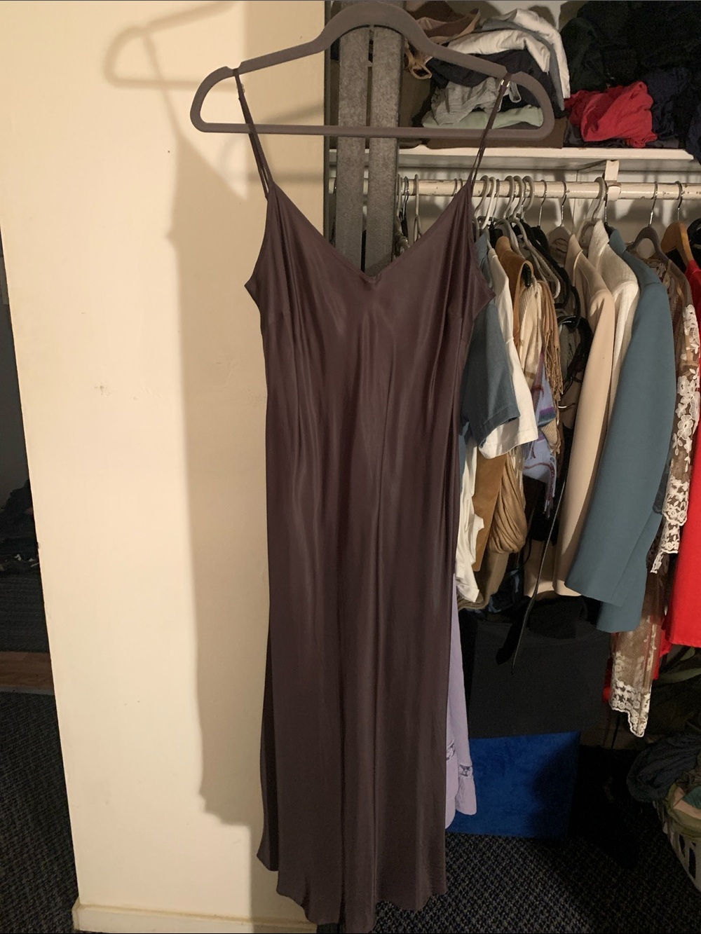 Bias Long Slip Dress in Forest